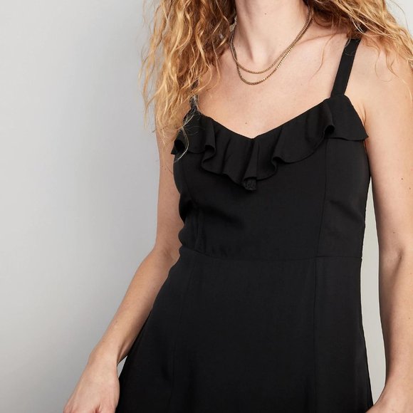 NWT Old Navy Fit & Flare Linen-Blend Ruffle-Trimmed Maxi Cami Dress for Women - Picture 3 of 3